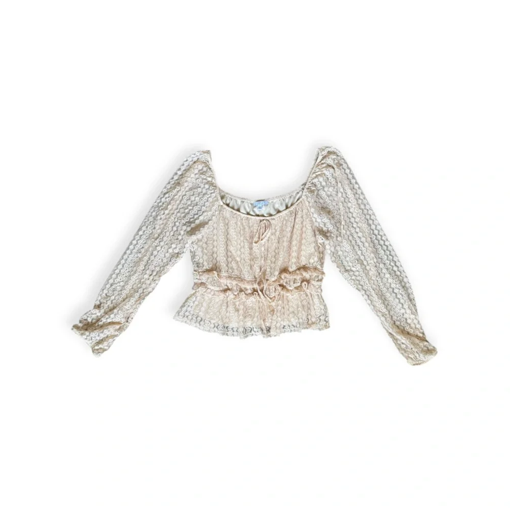 IRIS lace top blouse peplum long sleeve large - Picture 6 of 11